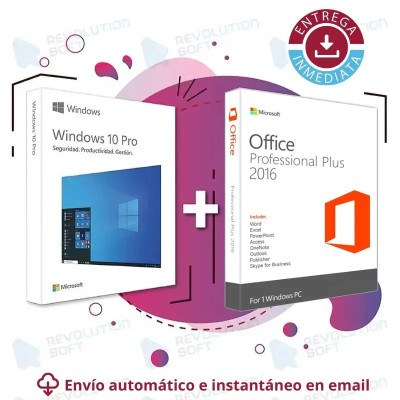 Licencia Windows 10 PRO + Office 2016 PRO PLUS para 1 PC