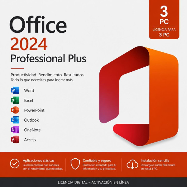 Comprar Office 2024 Professional Plus para 3 PCs| Licencia Perpetua | Factura IVA