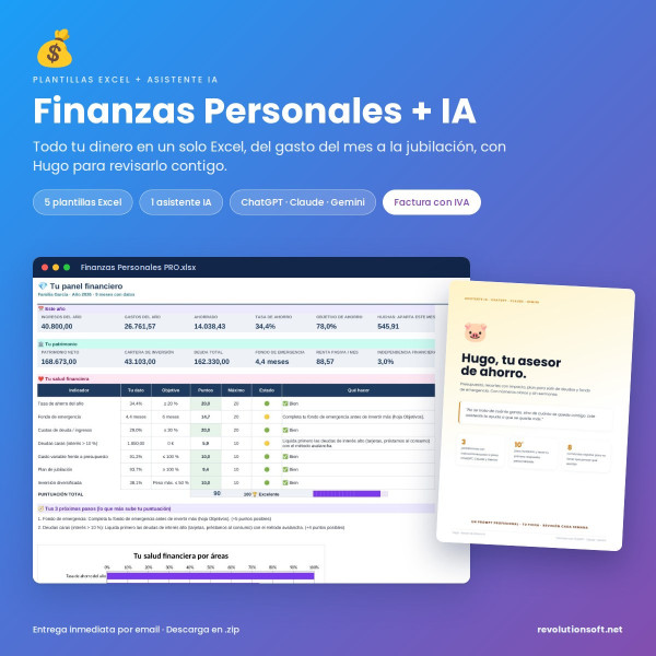 Plantillas Excel Finanzas Personales con Asistente IA