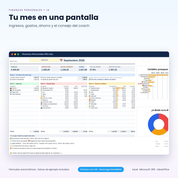 Plantillas Excel Finanzas Personales con Asistente IA