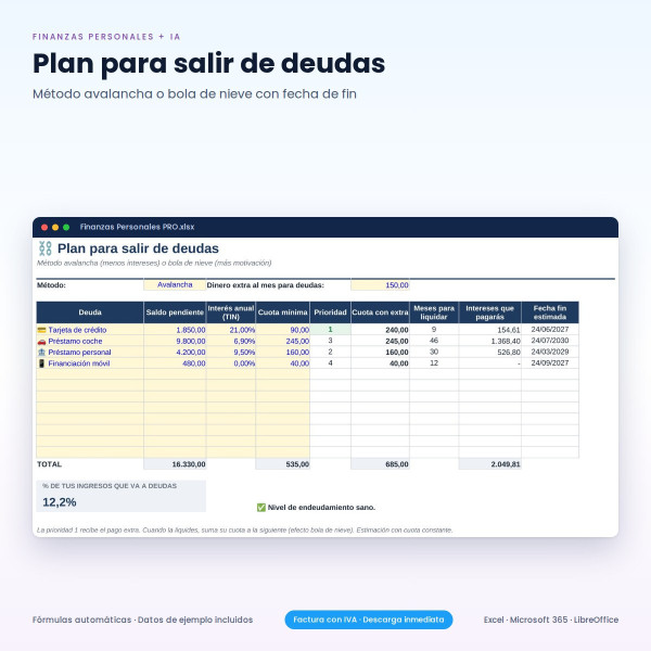 Plantillas Excel Finanzas Personales con Asistente IA