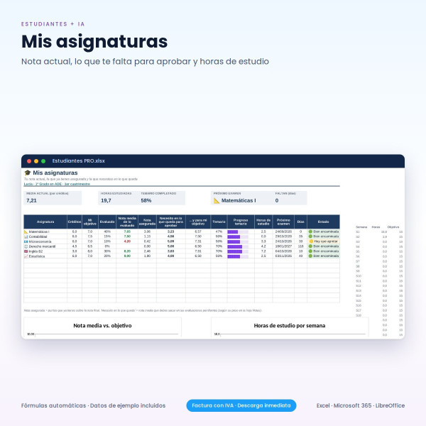 Calculadora de Notas en Excel para Estudiantes + Tutor IA