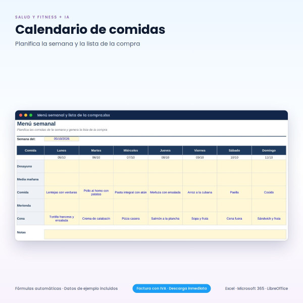 Plantilla Excel de Hábitos y Entrenamiento + 4 Asistentes IA