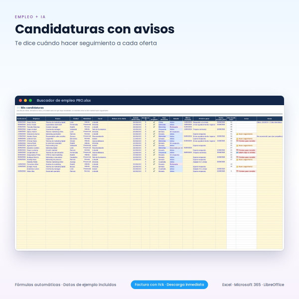 Plantilla Excel para Buscar Trabajo + Coach de Empleo IA