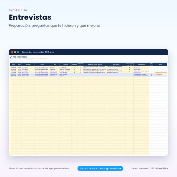 Plantilla Excel para Buscar Trabajo + Coach de Empleo IA