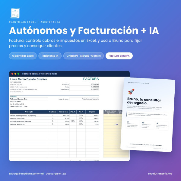 Plantilla Excel Autónomos: Factura, IVA, IRPF, 303 y 130
