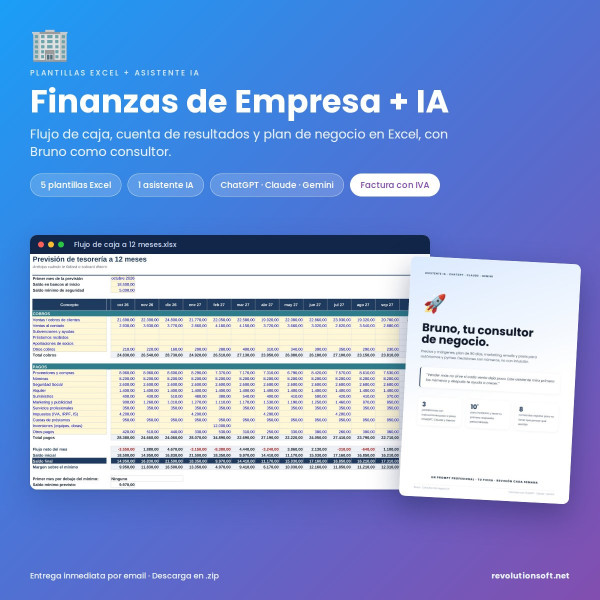 Plantillas Excel de Flujo de Caja y Plan de Negocio + IA