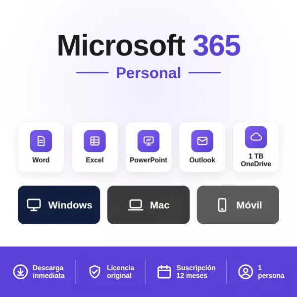 Microsoft 365 Personal 1-PC/MAC + Tablet - suscripción 12 meses