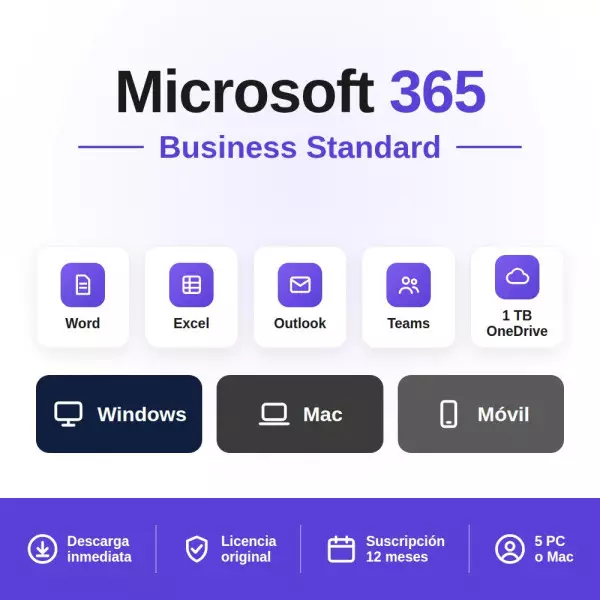 Microsoft 365 Empresa Estándar (Business Standard) - 5 PCs/MAC - suscripción 12 meses