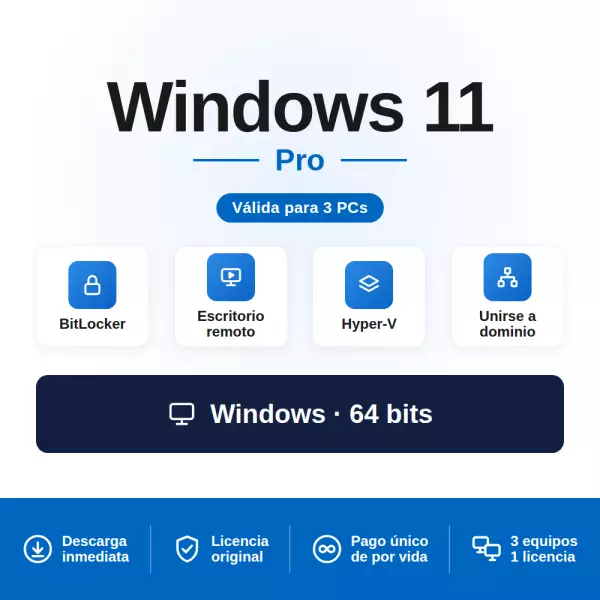 Comprar Windows 11 Pro para 3 PCs | Licencia con Factura IVA | Envío Inmediato