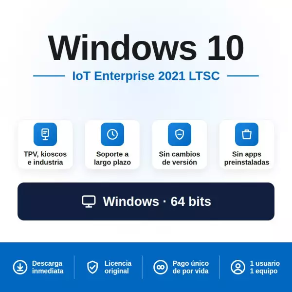 Windows 10 IoT Enterprise 2021 LTSC | 29 € | Soporte 2032