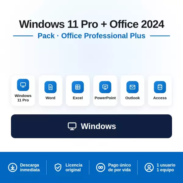 Licencia Windows 11 PRO + Office 2024 PRO PLUS para 1 PC