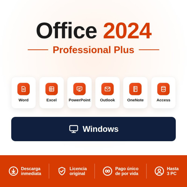 Comprar Office 2024 Professional Plus para 3 PCs| Licencia Perpetua | Factura IVA