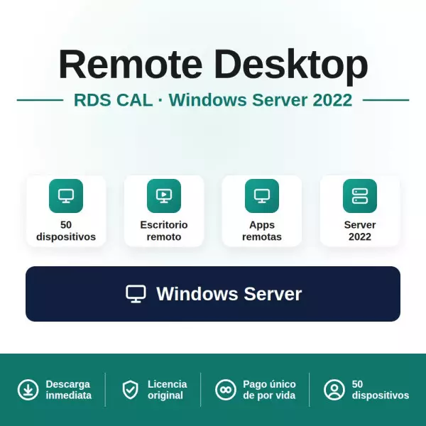 Remote Desktop Services device connections (50) para Windows Server 2022