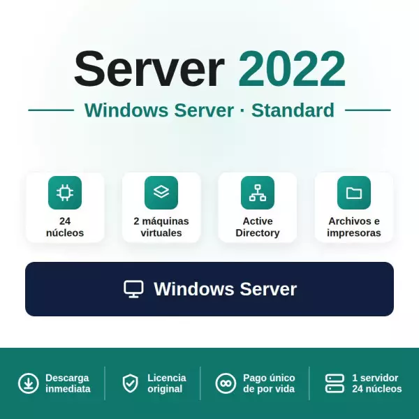 Licencia Microsoft Windows Server 2022 Standard a un precio único