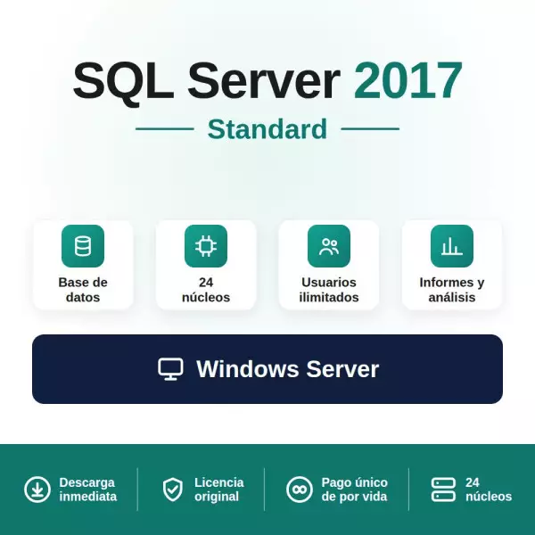 Licencia Microsoft SQL Server 2017 Standard - 16 cores - Usuarios Ilimitados