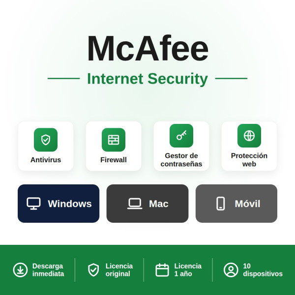 McAfee Internet Security - 10 devices - 1 Year - Low Price