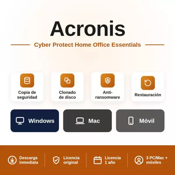 Acronis Cyber Protect Home Office Essentials - 1 Año para 3 PC/MAC