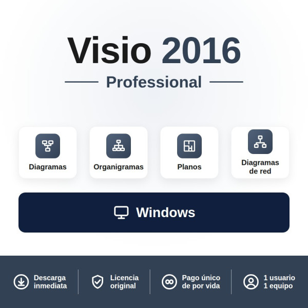 Licencia Visio Professional 2016 para 1 Pc