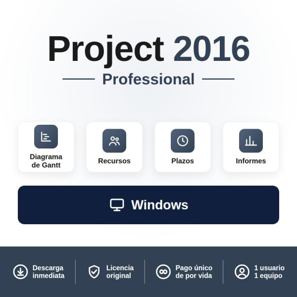 Licencia Microsoft Project Professional 2016 para 1 PC
