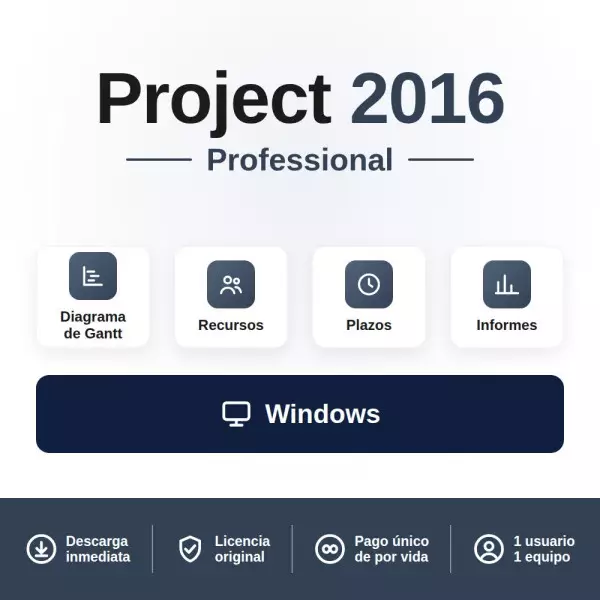 Licencia Microsoft Project Professional 2016 para 1 PC