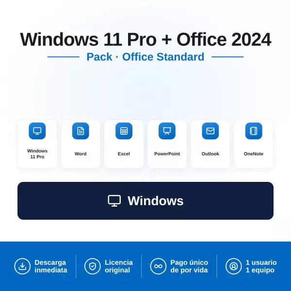 Licencia Windows 11 PRO + Office 2024 Standard para 1 PC