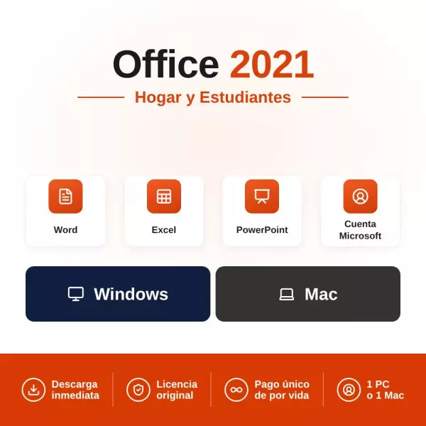 ▶️Microsoft Office Hogar y Estudiantes 2021 - licencia - 1 PC / Mac