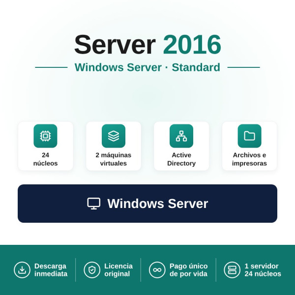 Licencia Microsoft Windows Server 2016 Standard - 16 cores