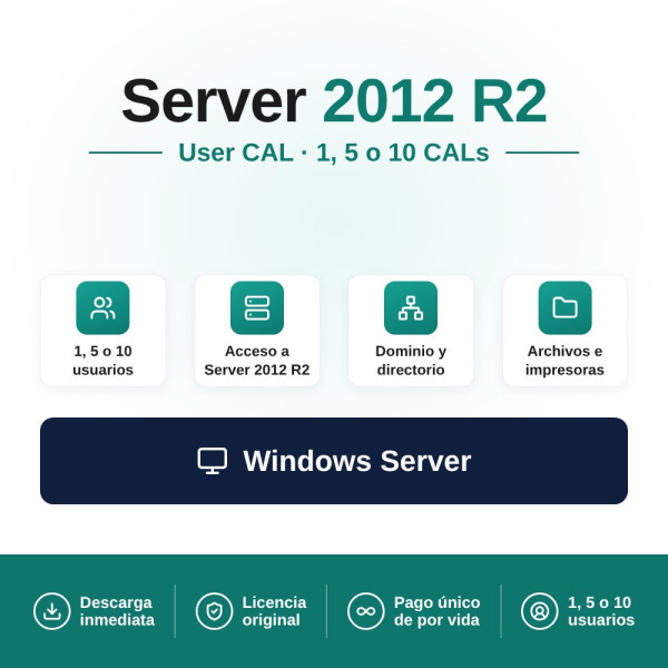 Compra Windows Server 2012 R2 User CAL - Licencias al Mejor Precio