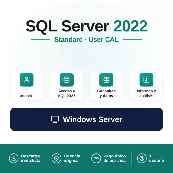 Comprar Microsoft SQL Server 2022 Standard User CAL al mejor precio