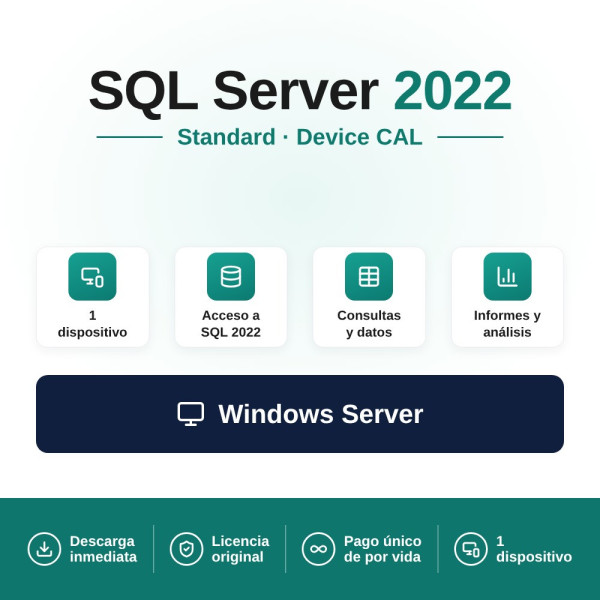 Compra Microsoft SQL Server 2022 Standard Device CAL para tu negocio