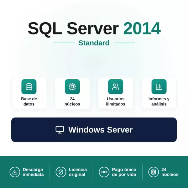 Licencia Microsoft SQL Server 2014 Standard - 16 cores - Usuarios Ilimitados