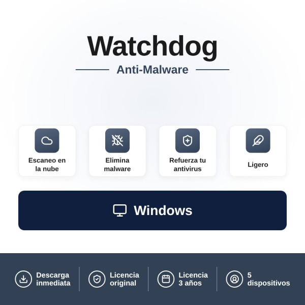 Comprar Watchdog Anti-Malware 5 dispositivos - 3 años