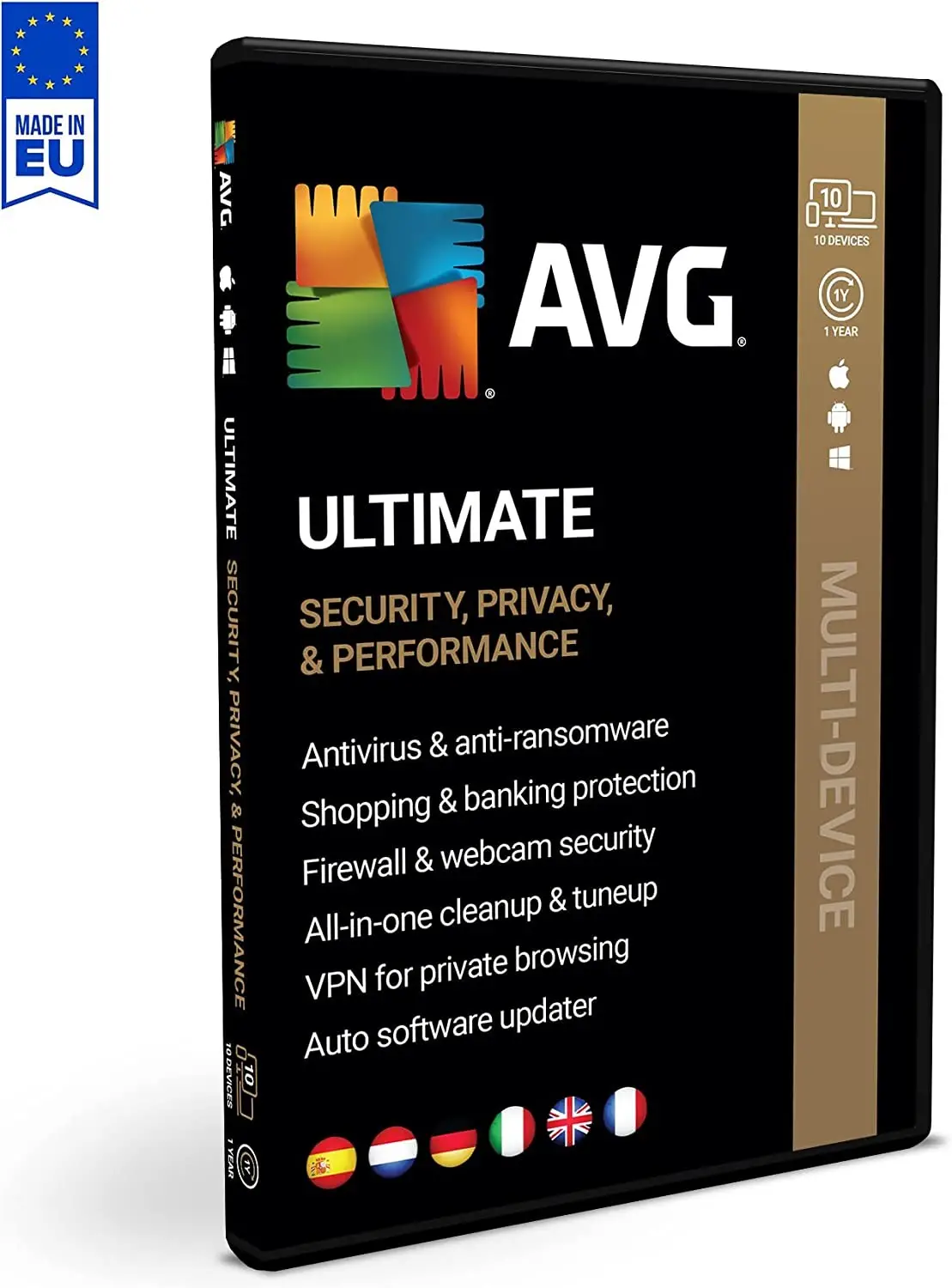AVG Ultimate - 10 Dispositivos 1 Año (Internet Security + VPN + TuneUp) Descarga Digital
