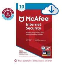 McAfee Internet Security 10 Dispositivos - 1 año