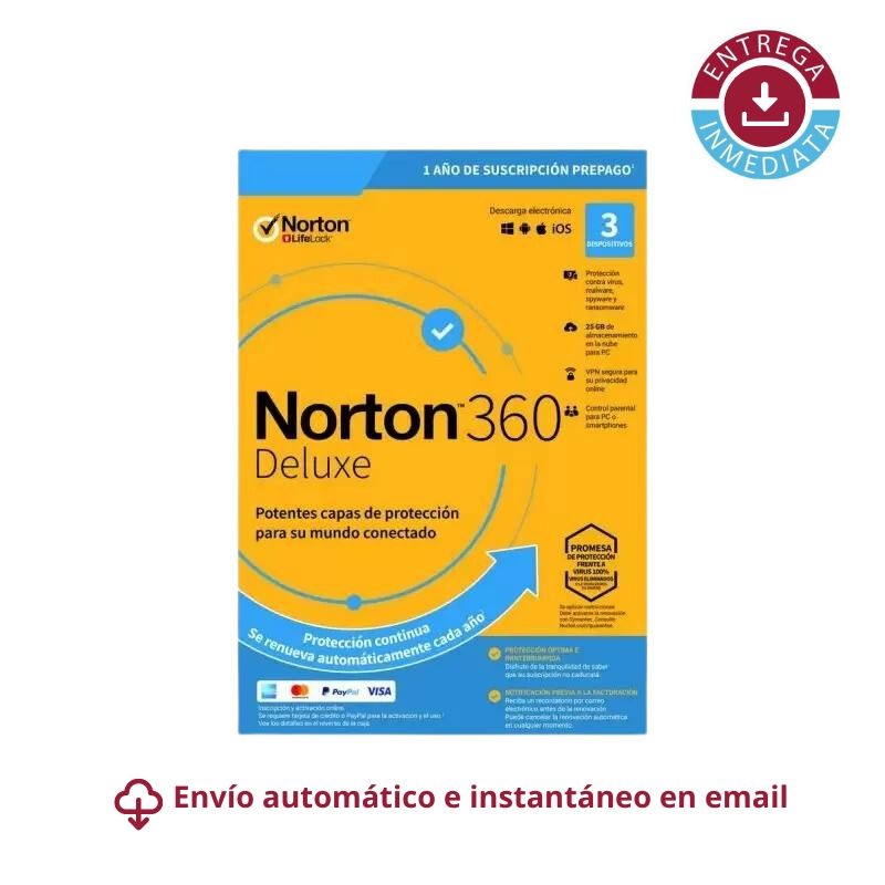 Norton 360 Deluxe 3-Devices + 25 GB Cloudstorage - 1 year
